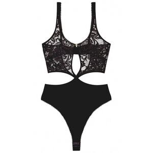 Versace Black Barocco Lace High-Leg Bodysuit Size 2